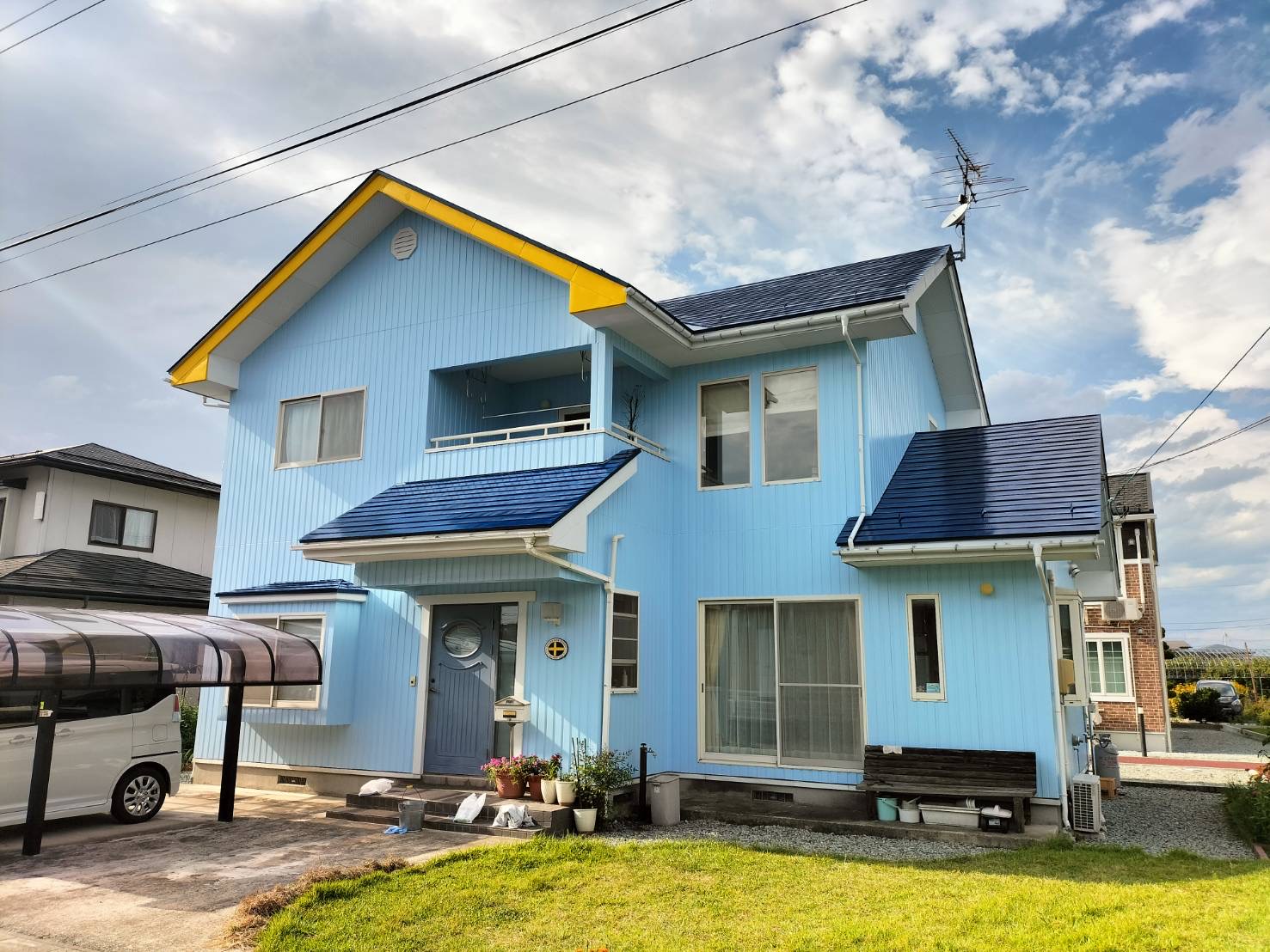 外壁塗装GAISOマイティシリコン　屋根塗装GAISOルーフSI　外壁部分張替え東レ
